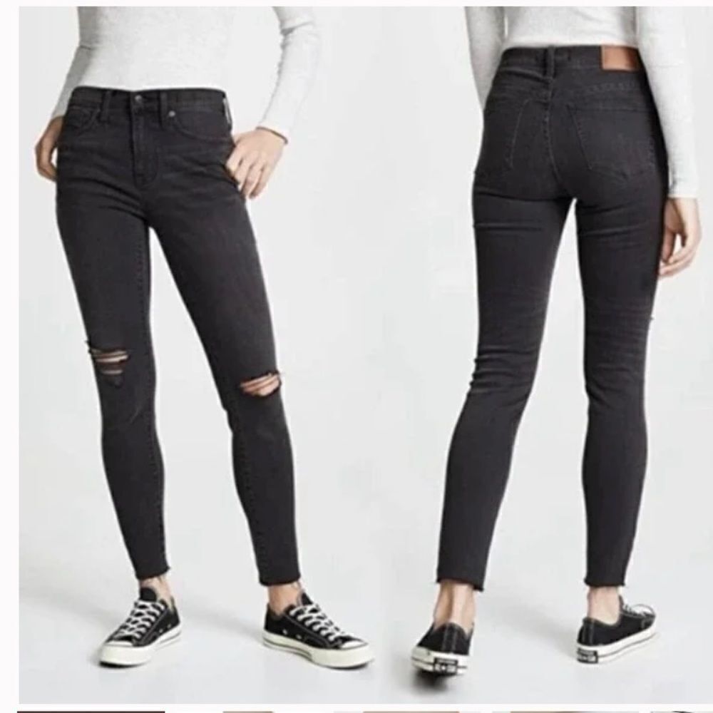 𝅺madewell Sz 24 9" Mid-Rise Skinny Jeans in Charcoal Grey